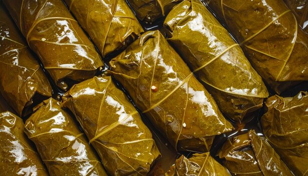 Stuffed vine leaves dolmades macro texture