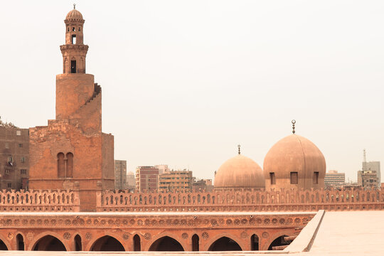 The Mosque of Ibn Tulun in Islamic Cairo, Egypt, was built between 876 and 879 CE by its namesake, Ahmad ibn Tulun.