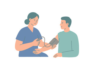 Fototapeta premium Healthcare Worker Checks Patient