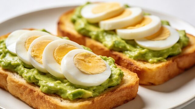 Avocado and egg on toasted bread for a nutritious morning meal.