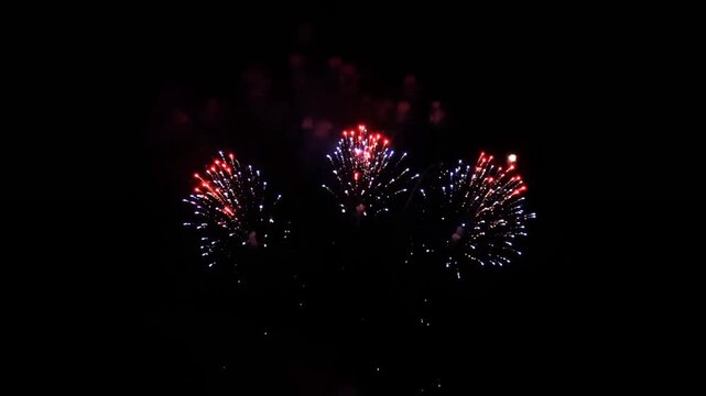 盛大に打ち上がる夏の打ち上げ花火（お祭り・観光・花火大会・プロモーション）