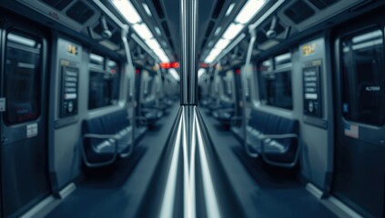 Obraz premium Handrail in vacant subway.