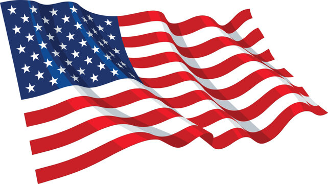 Waving American Flag Vector Illustration with Red and White Stripes and Blue Stars for Independence Day and Patriotic Design