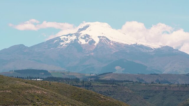 Cinematic Aerial View of Cayambe Volcano, Ecuador | Lush Green Fields & Andean Landscape Drone Footage