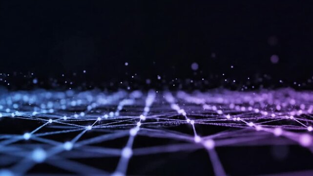 Futuristic AI Network Background with Glowing Nodes and Digital Connections