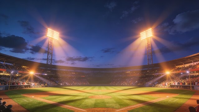 Nighttime Stadium Lights with Empty Space