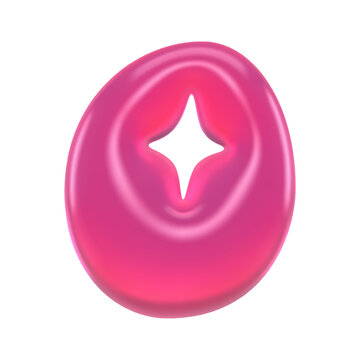 Letter O with glossy pink Y2K gummy jelly surface