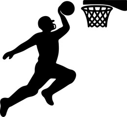 Basketball Player Dunk Silhouette Vector Icon © ShahariarWahid