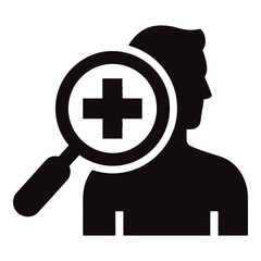 Obraz premium Medical professional being examined through a magnifying glass with a cross symbol