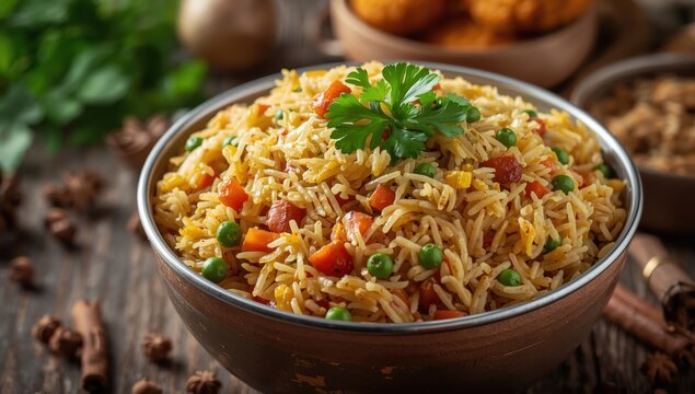 Vegetable Pilaf with Kadi or Indian Veg Biryani