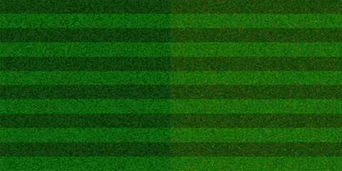 Soccer grass field texture background. Top view of green lawn with horizontal stripes and fine grain noise pattern. Minimalist football pitch backdrop for sports design. Vector illustration © zmiter