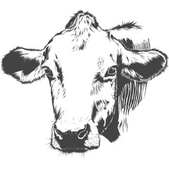 Fototapeta premium black and white cartoon illustration of a cow