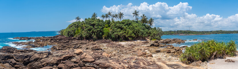 Fototapeta premium Small Tropical Island with Blue Ocean in Sri Lanka