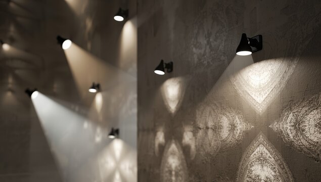 Collection of varied lighting designs for architectural use. 3D visualization of light projections, also known as ies-light profiles.