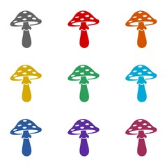 Naklejka premium Mushroom Simple icon isolated on white background. Set icons colorful