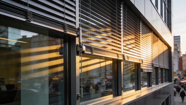 windows with outside slatted shades