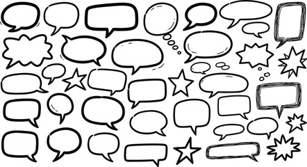 Fototapeta premium Collection of comic book speech bubbles and stars