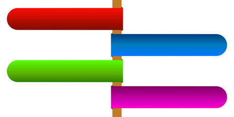 Fototapeta premium Modern multi-colored infographic banner with four gradient horizontal ribbons and a central wooden pole perfect for business process steps data visualization and presentation slide designs