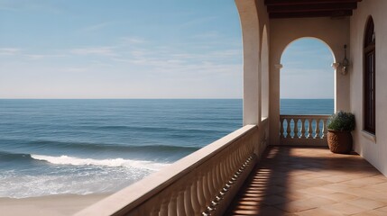 Fototapeta premium Serene coastal architecture overlooking the ocean waves