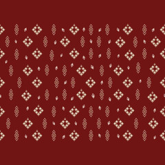 Naklejka premium Seamless mini tossed tribal geometric pattern in rustic clay red and cream tones 