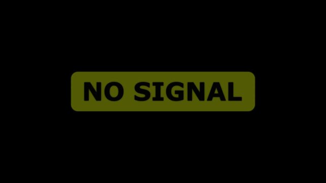 Connectivity no signal icon inside Yellow color Noise tv screen pixels interfering signal on a black background.