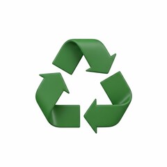 Obraz premium Green recycling symbol on white background.