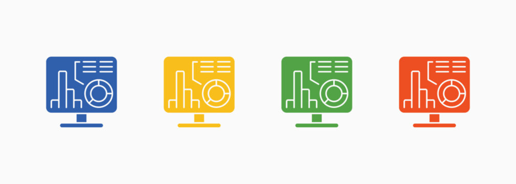 Analytics Icon Set Color Multiple Style Collection Element For Design