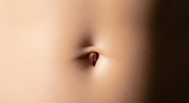 closeup of human belly button on fair skin  navel detail