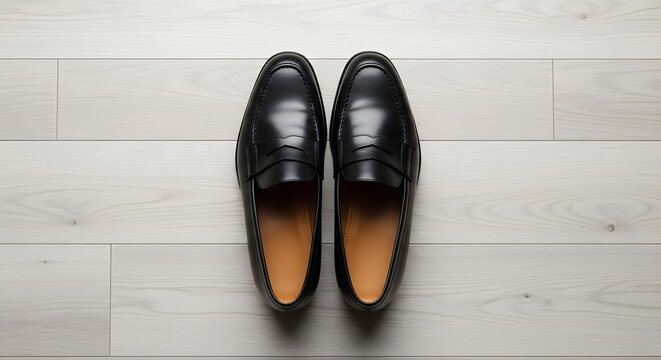 Black casual leather loafer shoes for men comfortable and stylish footwear