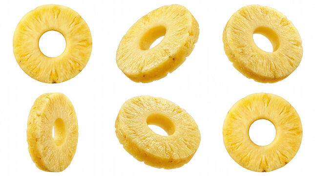 Slices of Fresh Pineapple Rings at Different Angles