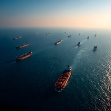 Strait of Hormus and lots of cargo ships