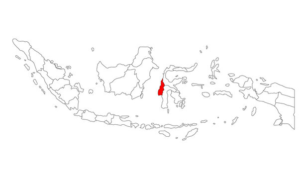 Indonesia detailed West Sulawesi map shape, Flat web graphic concept icon symbol vector illustration .