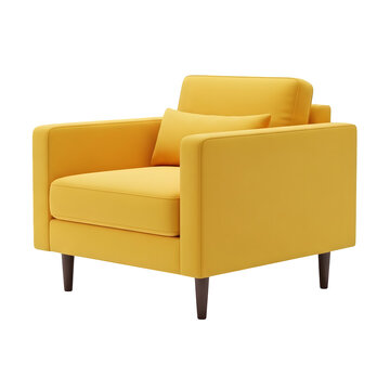 Yellow armchair isolated on transparent background