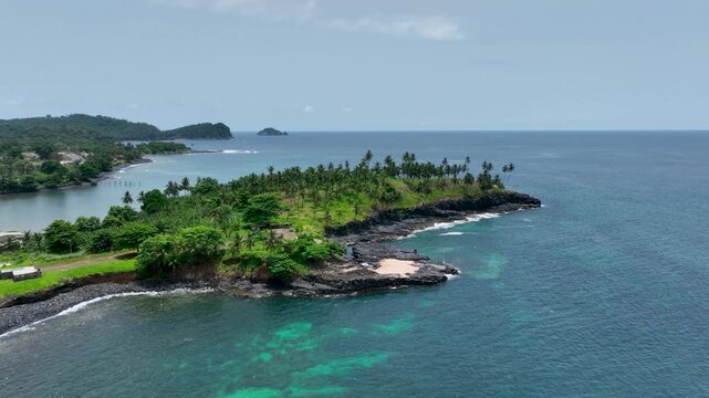 Boca do Inferno on S&atilde;o Tom&eacute; and Pr&iacute;ncipe, drone perspective