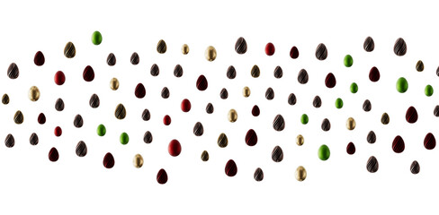 Colorful Easter eggs arrangement on a white background, perfect for holiday greetings and designs. Suitable for Easter c © vegefox.com