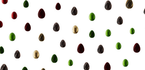 Colorful Easter eggs design, perfect for holiday greetings, decorations, and spring-themed projects. Festive background. © vegefox.com
