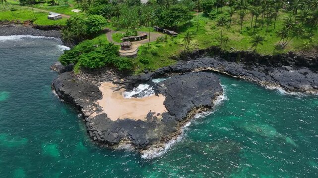 Boca do Inferno on S&atilde;o Tom&eacute; and Pr&iacute;ncipe, drone perspective
