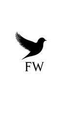 Fototapeta premium A black logo featuring a bird in flight with the letters FW underneath on a white background