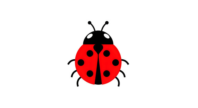 A minimalist vector illustration of a cute red ladybug isolated against a plain white background