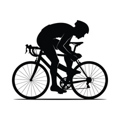 Fototapeta premium Silhouette of a cyclist riding a road bike, intense focus and motion, athletic endurance and determination