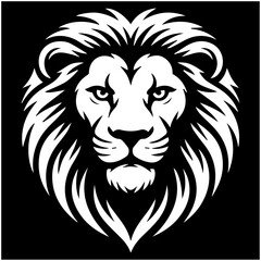 Fototapeta premium Luxury Lion Head Logo – King Animal Mascot Black White Vector