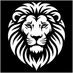 Fototapeta premium Luxury Lion Head Logo – King Animal Mascot Black White Vector