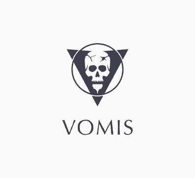 Dark emblem featuring a skull within a triangle and circle frame. Sharp, edgy composition with a mysterious tone, fitting for gaming, streetwear, music, or alternative lifestyle brands.