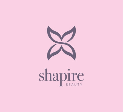 Minimal floral mark with butterfly and petals shapes forming a soft abstract symbol. Elegant curves and muted tones create a feminine feel, ideal for beauty, skincare, wellness, or boutique brands.