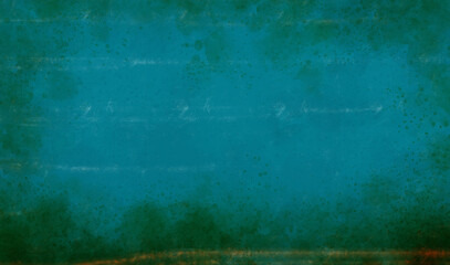 Obraz premium Deep teal and emerald green watercolor texture background with vintage grungy border