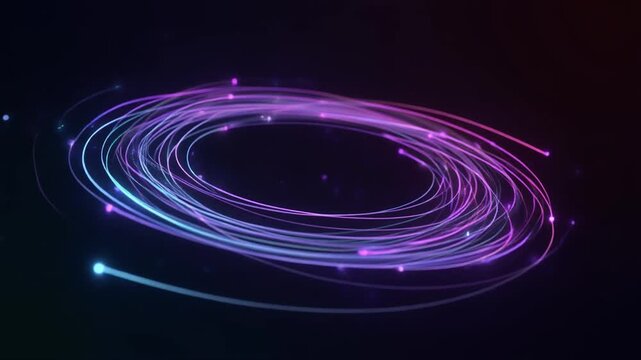 Seamless looping ultra soft cinematic micro particles slow random orbits faint glowing trails subtle luminous refined visuals motion gradient shimmer