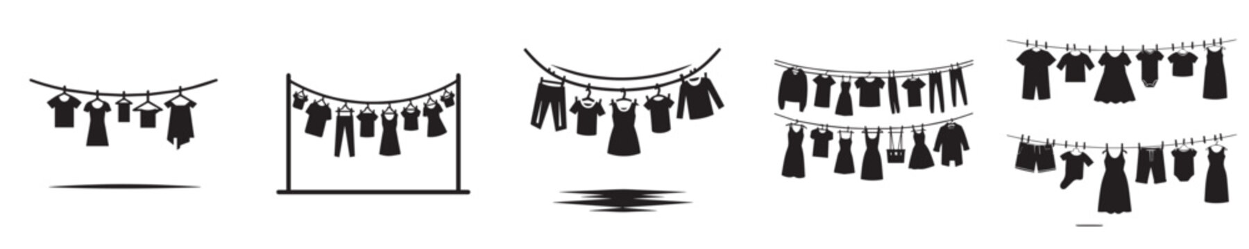 silhouette style clothesline vector