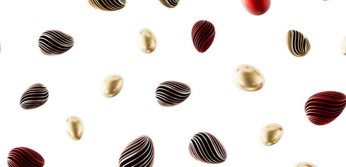 Decorative Easter eggs in gold, brown and red with white background. Perfect for Easter design, celebrations, spring the © vegefox.com