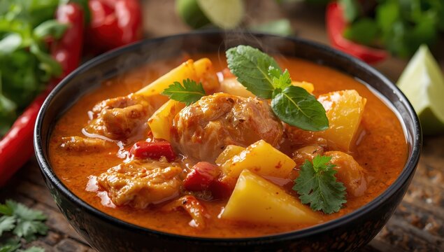 Close-up of winter melon chicken curry from Thailand.
