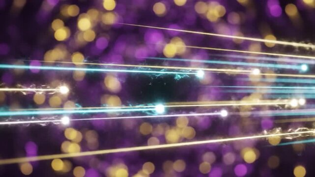 Glowing Light Trails on Purple Background.